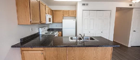 Kitchen inside an Oasis Palms apartment in St. George Utah
