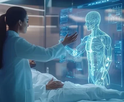 Woman seeing the person body scan