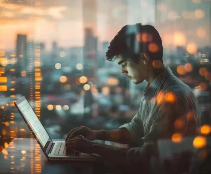 Person working on laptop