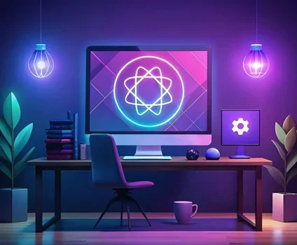 Showing React logo on monitor