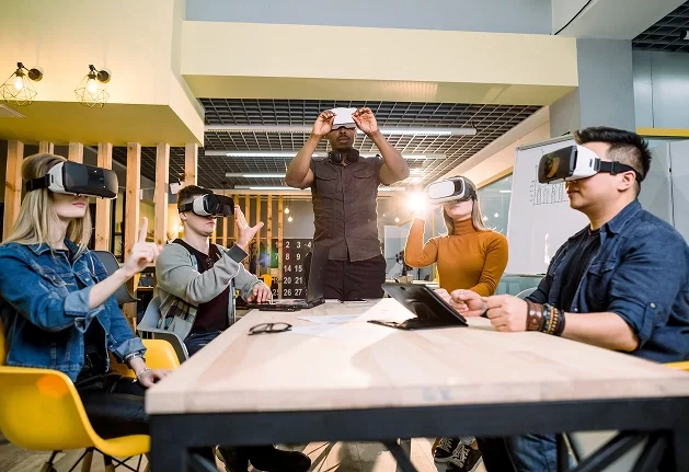 Group of members using AR VR