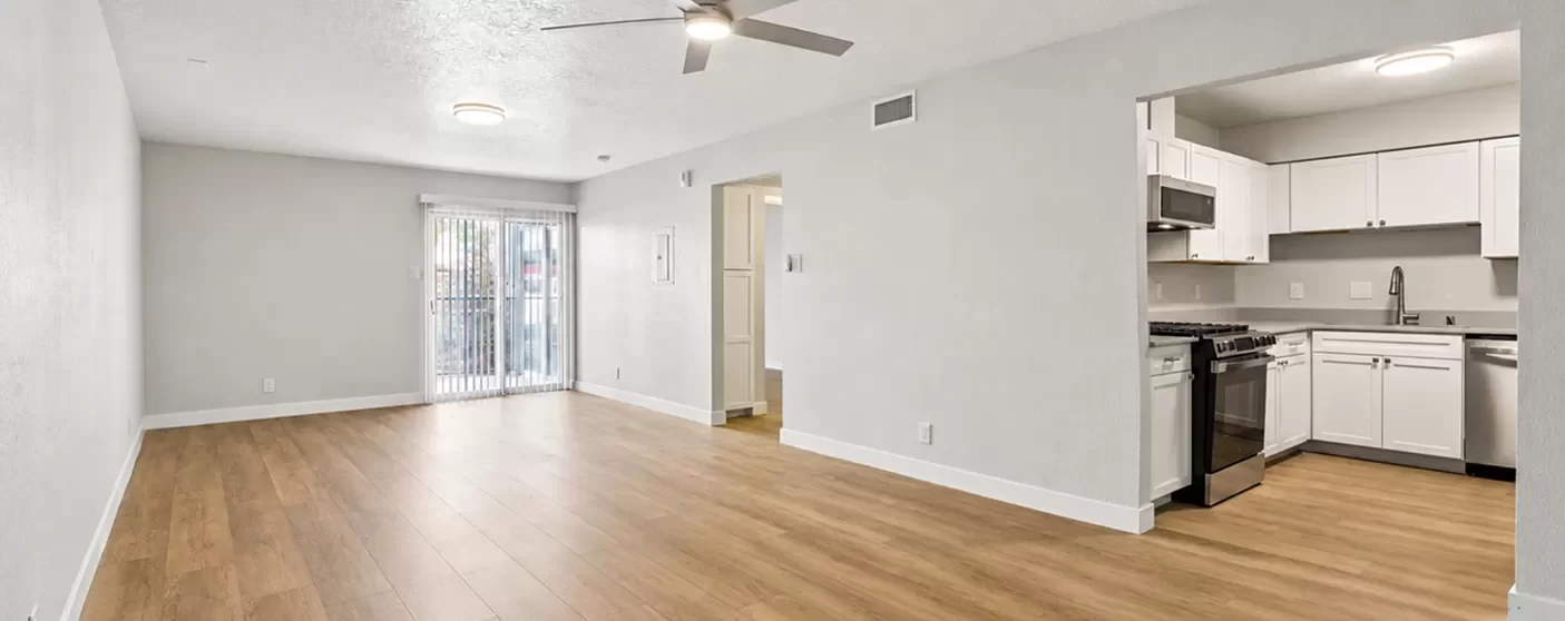 Newly renovated Canyon Crest living area and kitchen